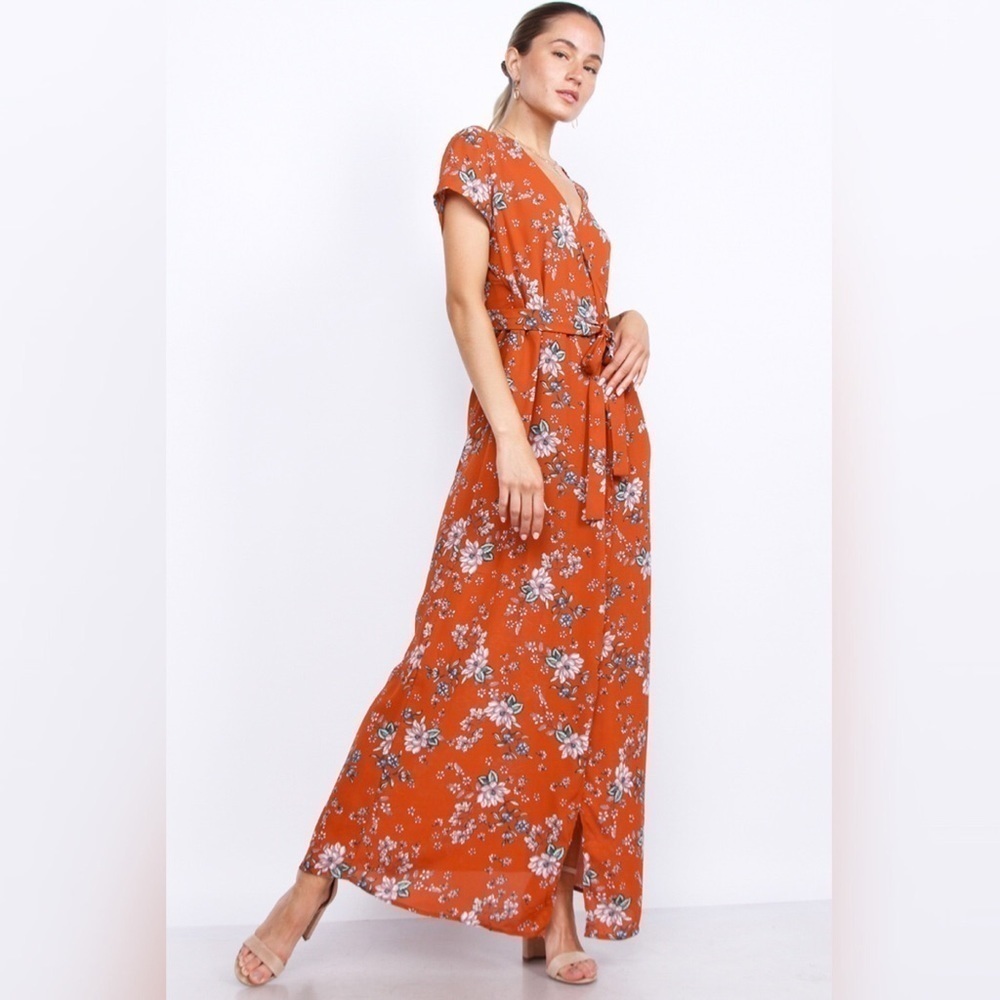 BIN#1 - OLIVACEOUS Floral Print Wrap Dress - Picture 2 of 4